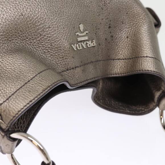 PRADA Shoulder Bag Leather Silver - Picture 6 of 12